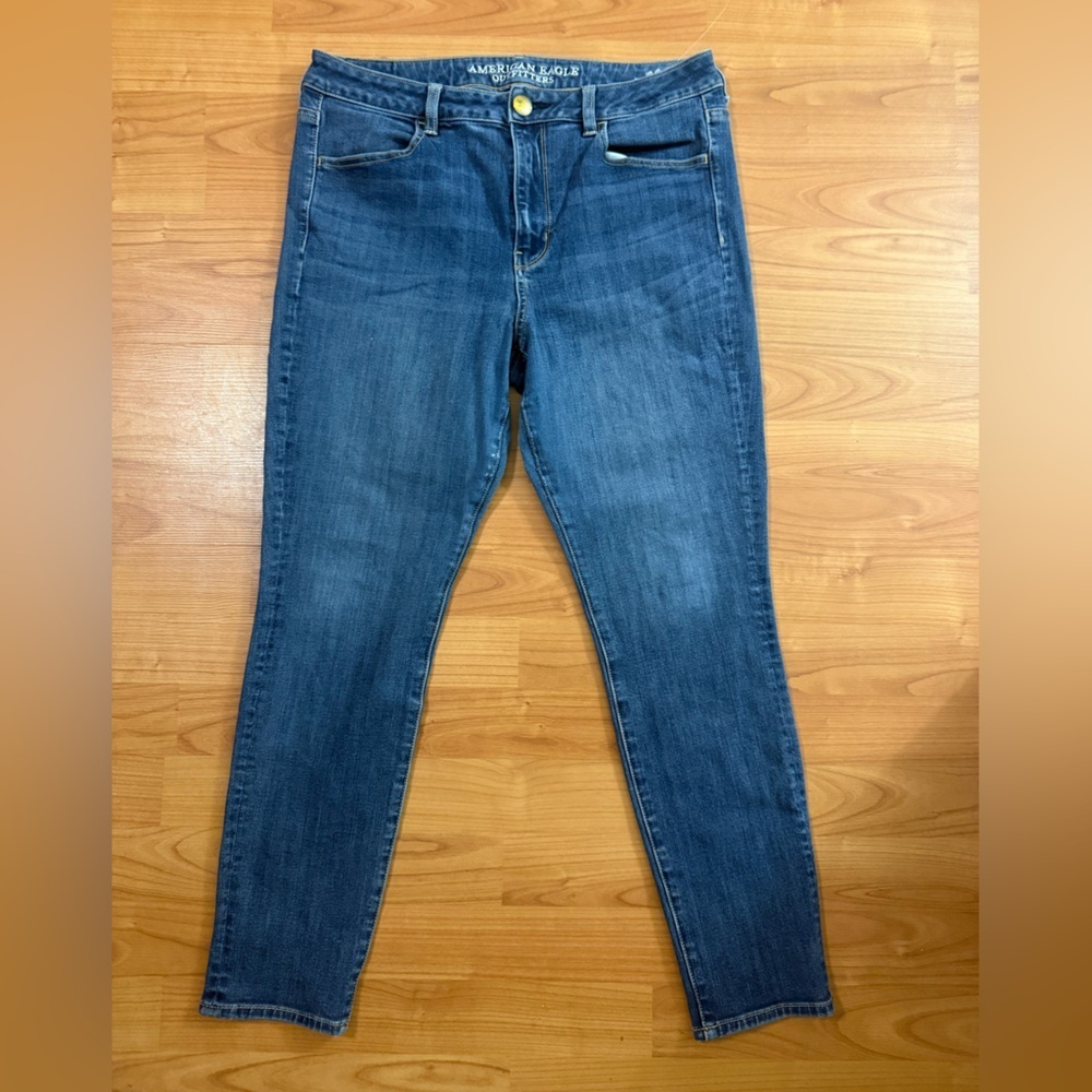 American Eagle High Rise Jegging Womens 12 Short Blue Denim Stretch Casual Jeans